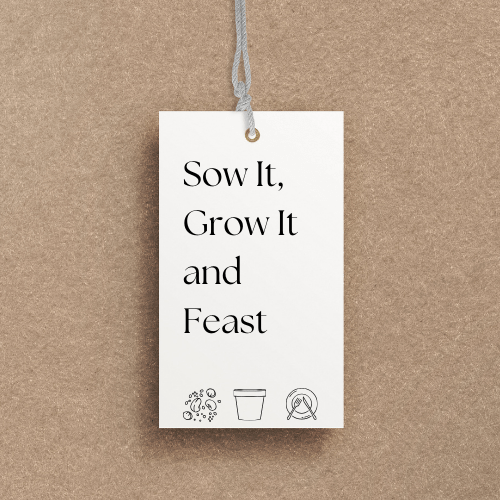 Brown Paper Background with parcel label. Sow It, Grow It and Feast!
www.sowitgrowitandfeast.co.uk