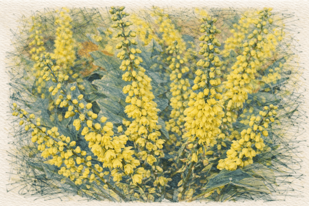 Mahonia x media 'Charity' - Oregon Grape.