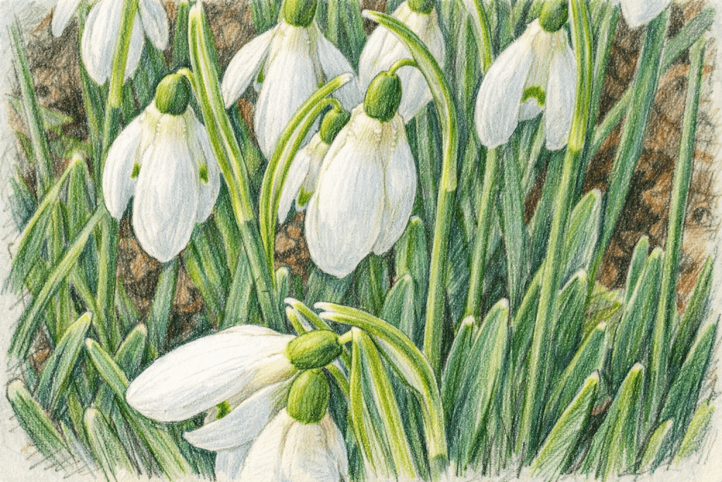 Snowdrops -  Galanthus colour sketch
