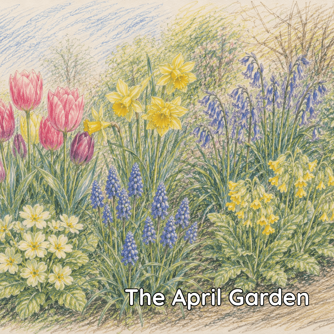 The April Garden Colourful Sketch